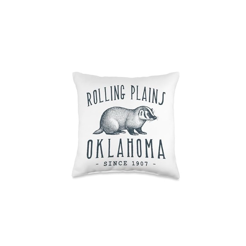 ROLLING PLAINS BADGER OKLAHOMA WILDLIFE Throw Pillow