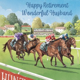 Hunts England - Horse Racing Fun Retirement Card For Husband - Milo's Gallery - Sport Husband Retirement Card - Retiring Card For Horse Racing Fan Husband