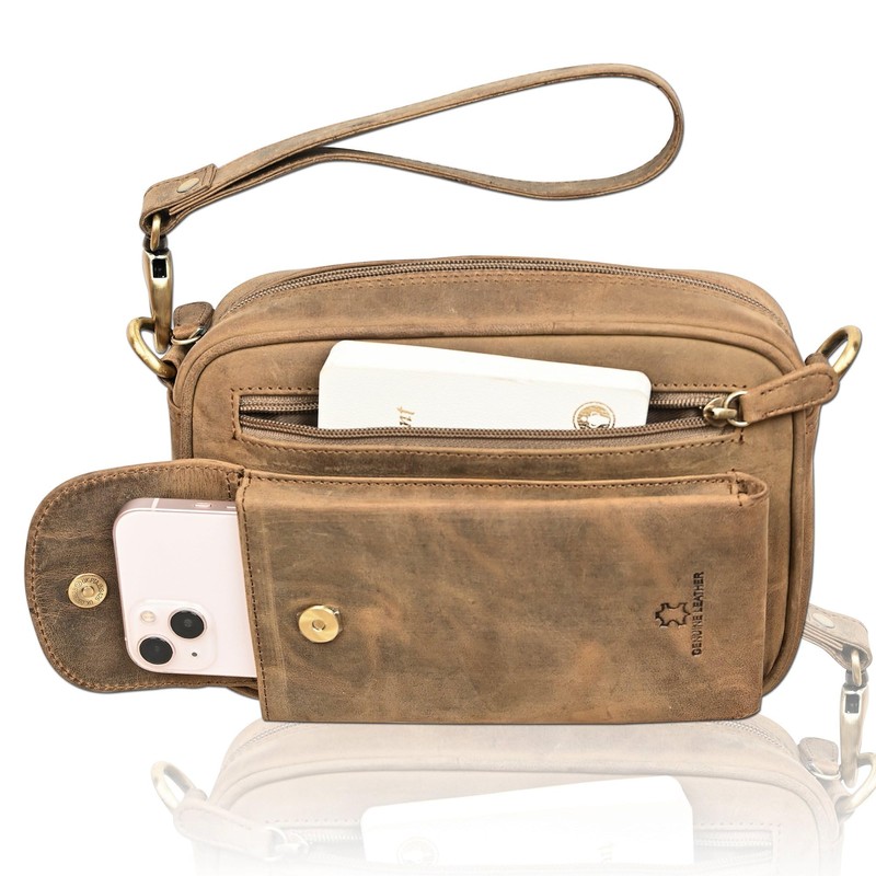 Leather Wrist Bag for Unisex Made of Cowhide Leather 21-