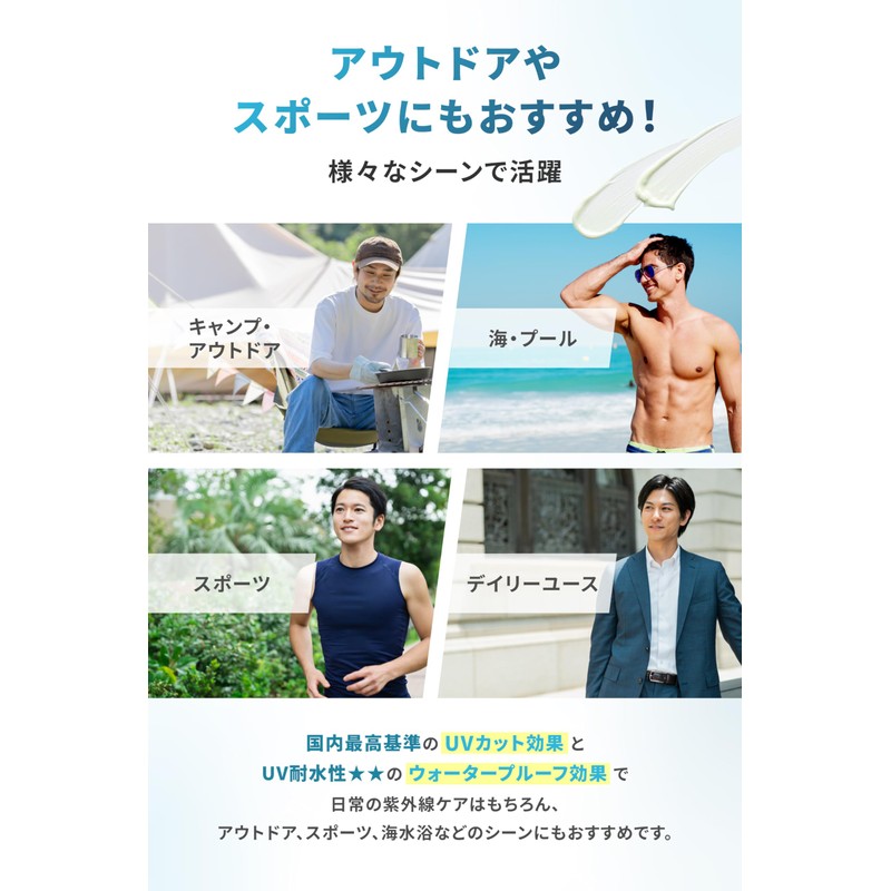 Men's Waterproof Face Full Body Sunscreen No Whitening