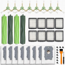 26 Replacement Parts for iRobot Roomba i7 i7+ i3 i3+ i4 i4+ i5 i5+ i6 i6+ i8 i8+ E5 E6 E7 Robot Vacuum Accessories, 2 Rubber Roller 8 Filters 8 Side Brushes 8 Vacuum Bags（NOT Fit the Combo J7+）