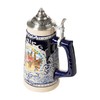 Artisan Owl Munchen Blue Shield Stoneware Beer Stein with Metal