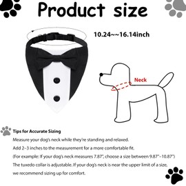 Heliltd 1pcs Dog Tuxedo with D-Ring Dog Suit with Bow Tie for Small Dogs Cats Formal Cat Clothes Puppy Outfits Pet Costume for Wedding Birthday(Black-White, Small)