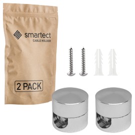 smartect Aluminium Wall and Ceiling Pins for Textile Cables [Pack of 2, Metal] Ceiling Mounting with Screws and Dowels, Monkey Swing, Surface-Mounted Cable Holder for Own DIY Project