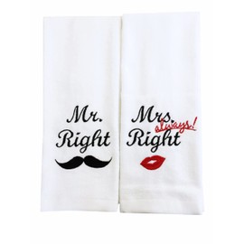 Unik Occasions Mr Right & Mrs Always Right Kitchen Towels - Set of 2