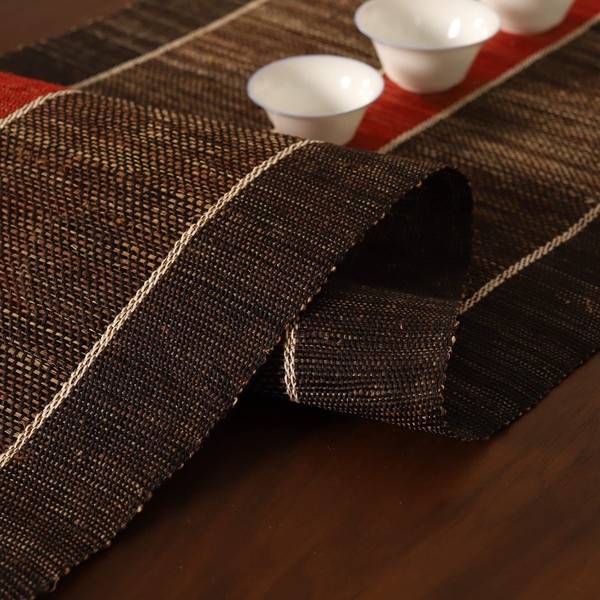 MOBUKIA Table Runner, Hand-woven Fabric, Choma Fabric, Summer Cloth, Natural Material, Simple, Rustic Modern, Chinese Style, Japanese Style Wabi Sabi Zen Tea Ceremony, Insulated Table Protection,