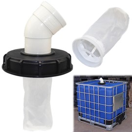 HUSHAX IBC Lid Filter Cover, Washable Nylon Filter, Elbow Plastic Bucket Cover, Threaded Installation, Portable Hose Adapter, Water Tank Container Accessory, Used For Rainwater Tank