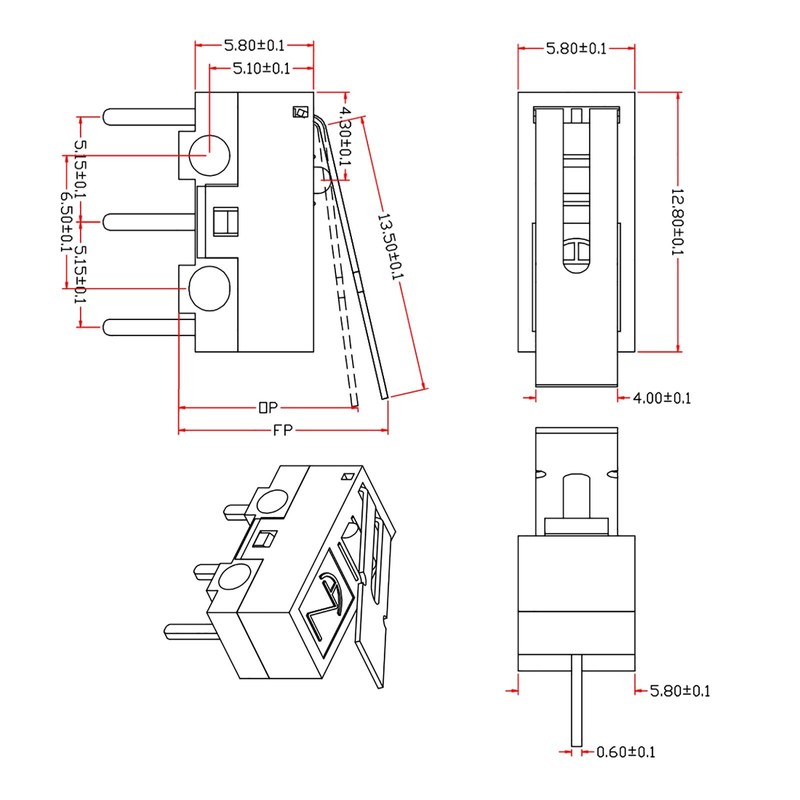 Gikfun 20PCS AC 1A 125V 3Pin Limit Micro Switch Long