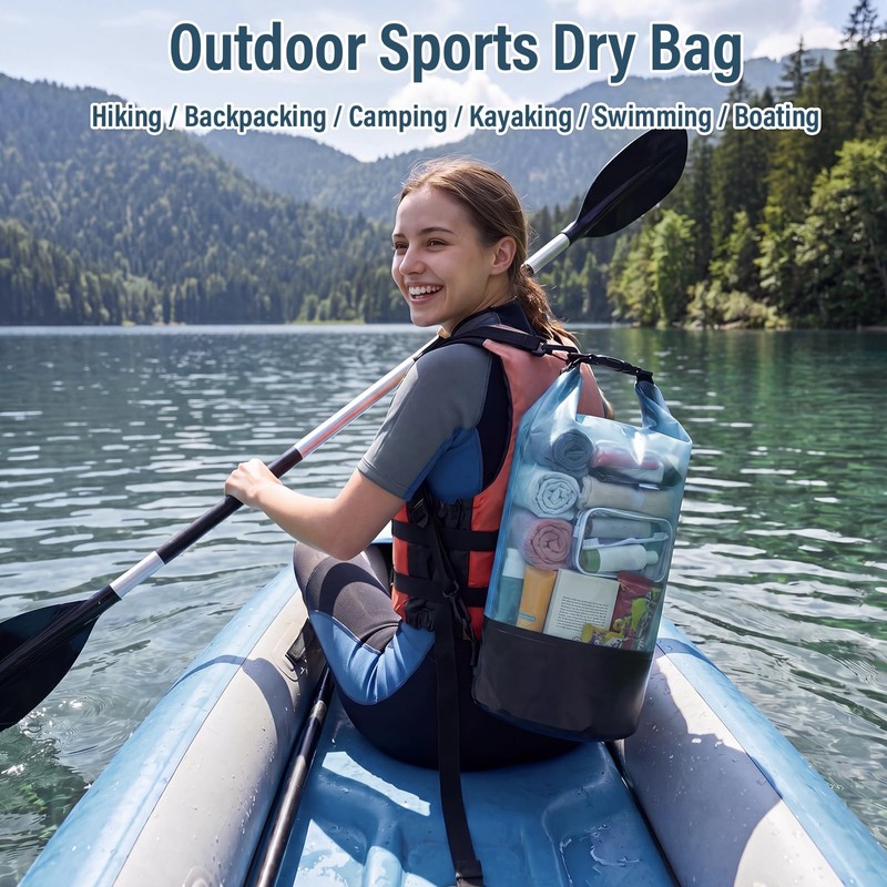 Pimoys Dry Bag Waterproof for Men Women, 10L Lightweight Roll