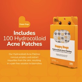 BioSwiss Pimple Patches, Happy Dog Patch for Zits and Blemishes, Hydrocolloid Spot Stickers for Face and Skin, 100 Count