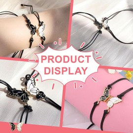 Asheyya 4PCS Friendship Bracelet, Adjustable Friendship Bracelets with Butterfly Pendant