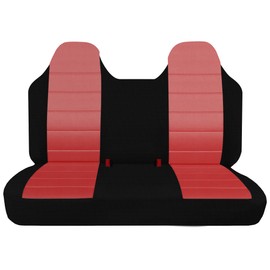 Fioqe Front Bench Seat Cover with Molded Headrests for Ford F150 F250 F350 1992-1998,Pickup Solid Bench Seat No Center Armrest,Washable Truck Seat Protector with Molded Headrests-Red