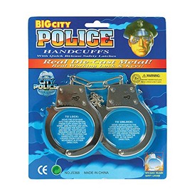 Bristol Novelty GJ095 Handcuffs Metal Fancy Dress Party Accessory Set, Unisex-Adult, Silver, One Size