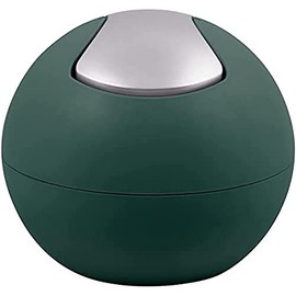 Spirella Cosmetic Bin 1 Litre Swing Lid Bin Table Waste Bin Bowl Dark Green Matt