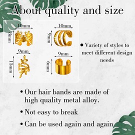 Mabor 40Pcs Hair Cuffs for Braids Gold Hair Jewelry for Braid Accessories Loc Jewelry Clips Metal Dreadlock Braid Charms Decoration for Women Girls Non-Piercing Ear Clips
