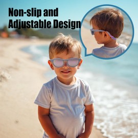 FloraVigo baby sunglasses, kids sunglasses with strap polarized flexible frame, UV400 protection suitable for 0-36 months infants and toddlers girls and boys