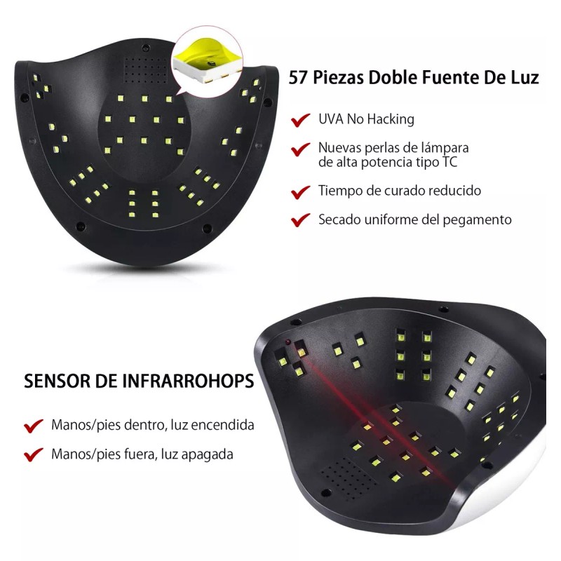 Ktmouw Lampara Para Uñas Lámpara Uv Led 150w Profesional+kit Básico