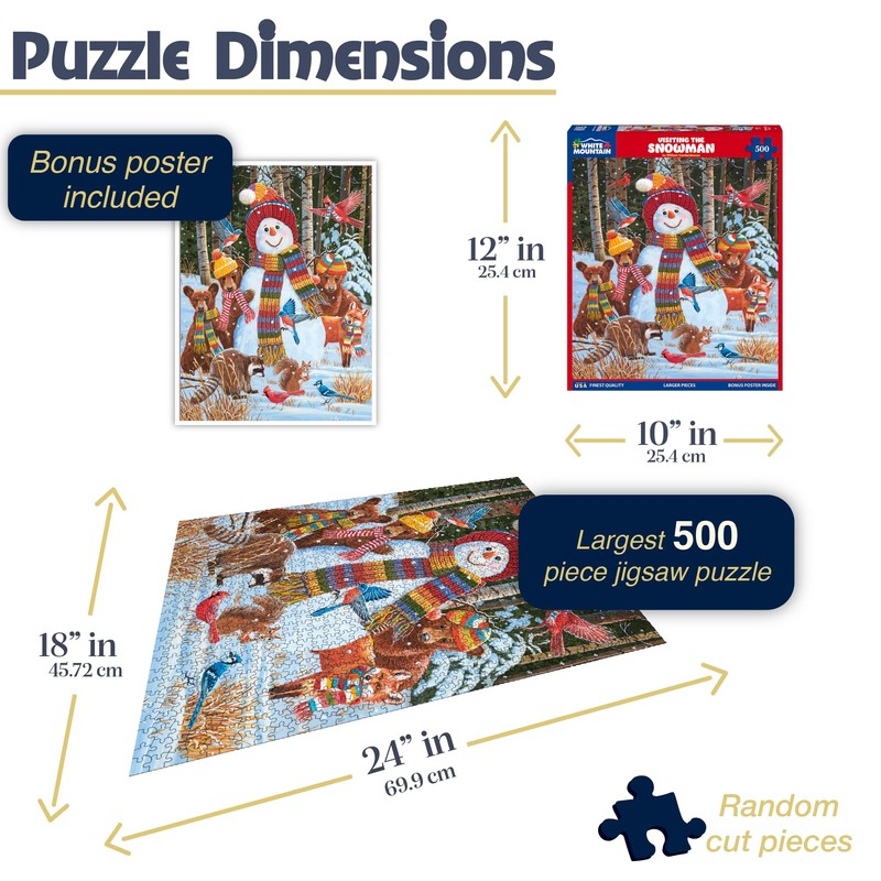 White Mountain Visiting The Snowman Winter Puzzles 500 Pieces Theme