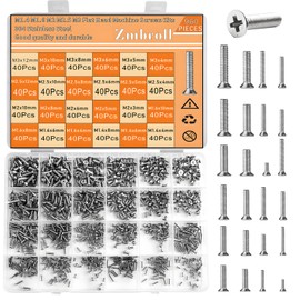 Zmbroll 960pcs Laptop Notebook Computer Screws 304 Stainless Steel Countersunk ssd Screws M1.4 M1.6 M2 M2.5 M3 Flat Head Machine Screws Full Thread Small Fasteners Bolts Kit