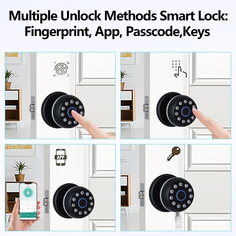 Smart Door Lock - 4-in-1 Keyless Entry Door Knob with