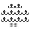 10pcs Black Double Prong Coat Hooks Wall Mounted Retro High