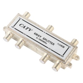 TV Aerial Splitter, Indoor 6 Way Coax Cable Splitter 5-1000MHz Bi-Directional CATV TV Antenna Coaxial Signal Split, Low Signal Loss, Easy to Install