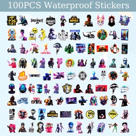 100PCS Cartoon Stickers Gaming Stickers, Fort-nite Stickers for Kids, Game Theme Anime Stickers, Vinyl Waterproof Anime Decals Cool Trendy Decals for Guitar Laptop Water Bottles Scrapbook Skateboard