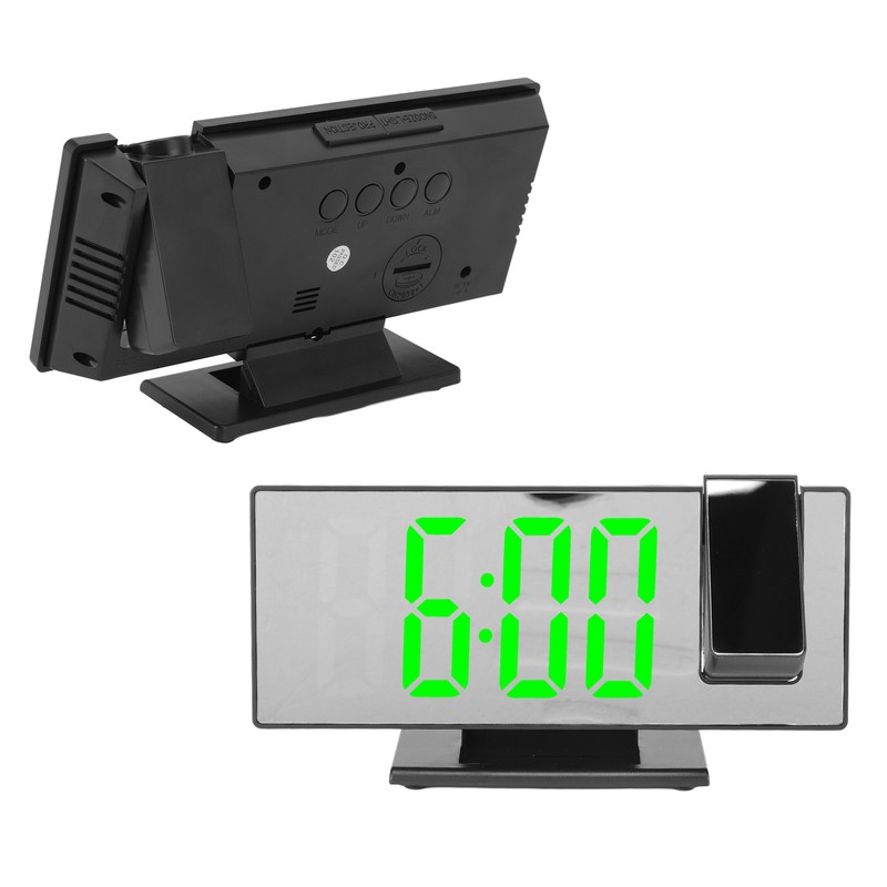 Projection Digital Alarm Clock USB Charging Automatic Dimming LED Mirror