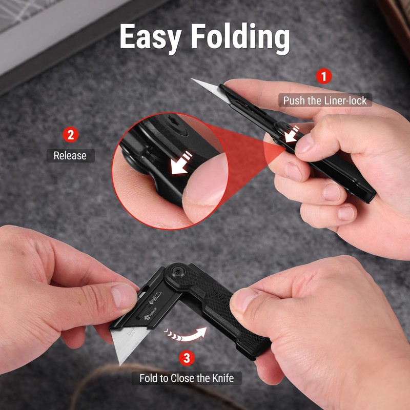 WORKPRO Folding Utility Knife with 10 Extra SK5 Blades, EDC