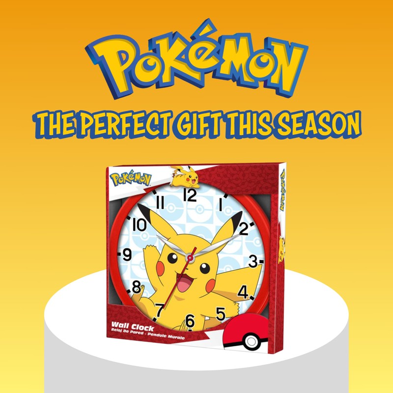 Pokémon Classic Design Round Silent Wall Clock Kids Clock Decor