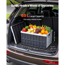 65L Plastic Collapsible Storage Bins with Lids 3 Pack Stackable Folding Storage Crates Handles 84 Lbs Per Bin Capacity H-SeriesDefault: Default