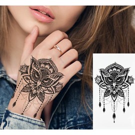 EROSPA® Temporary Tattoo Sheet Owl Mask Necklace 21 x 11 cm
