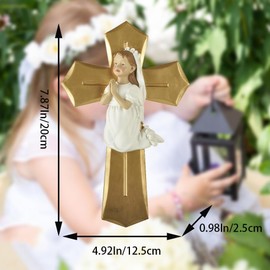 ENNAS Baptism Gifts for Girls, 8 Inches Crucifix Wall Cross for Christening, First Holy Communion, Resin Praying Girl Cross for Home Decor, Christian Gifts for Birthday