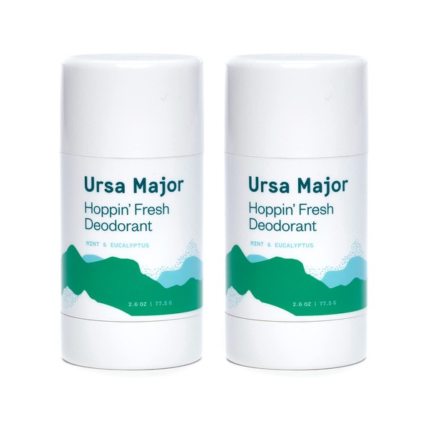 Ursa Major Natural Deodorant - Hoppin' Fresh | Aluminum-Free, Non-staining, Cruelty-Free | Formulated for Men and Women | 2.6 Ounces | 2-Pack