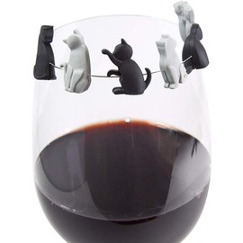 6Pcs Black and White Heat-resistant Silicone Tea Bag Clips Set of 6 Cartoon Cat-shaped Reusable Holders for Bags Drink Markers Food Tea Accessories