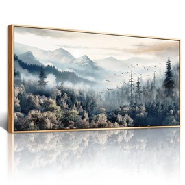 Lapremoly Wood Framed Wall Art For Living Room Large Wall Decor For Bedroom Forest Mountain Landscape Wall Painting Abstract Office Decor Prints Artwork Farmhouse Home Decoration Pictures 24x48
