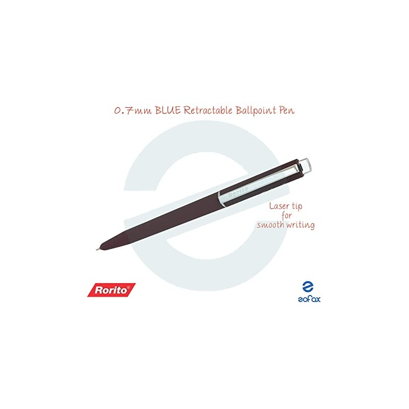 0.7mm RORITO Jottek Feathersoft BLUE Retractable Ballpoint Pen Brown Soft