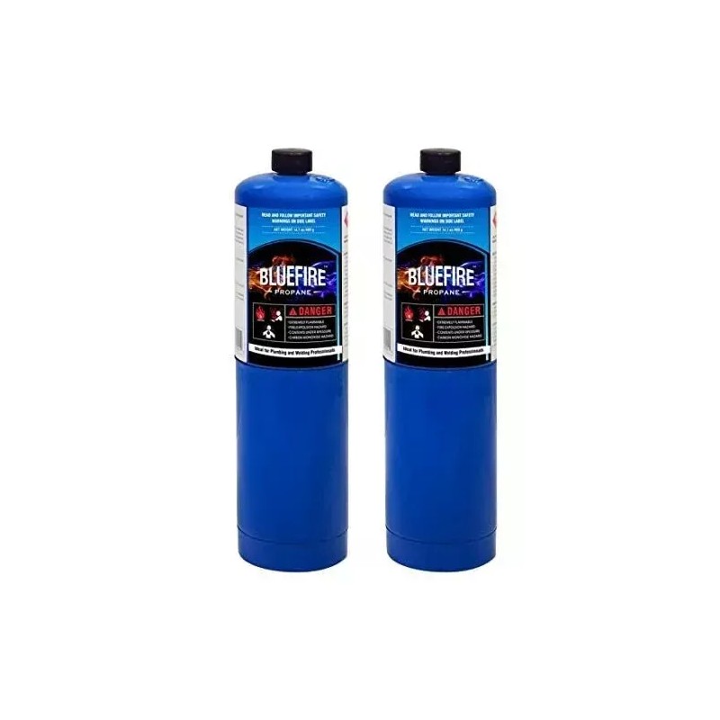 BLUEFIRE 2x Standard Propane Gas Fuel Cylinder / Canister,14 oz,