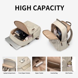 GOLF SUPAGS Laptop Backpack for Women Fits 16 Inch Notebook Casual Daypack Purse Work Travel College Bag (Apricot)