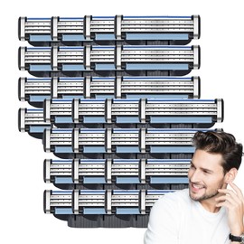 Mens Razor Blade Refills, 12 Count Manual Razor Blades Refills for Mens, 3-Bladed Razors for a Smooth Shave, Upgrade Dual Lubrication Sharp Blade (12 Count)