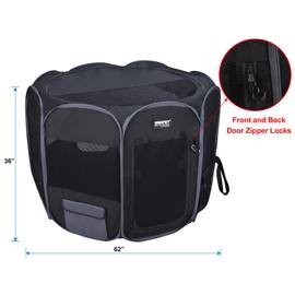 WINiPET 2-Door Folding Soft Pet Playpen (2 Year Warranty), Plus Carrying Bag and Food Grade Silicone Bowl, 10-Size and 12-Color Portable Dog Cat Playpen, Exercise Pen, Indoor & Outdoor Pet Home