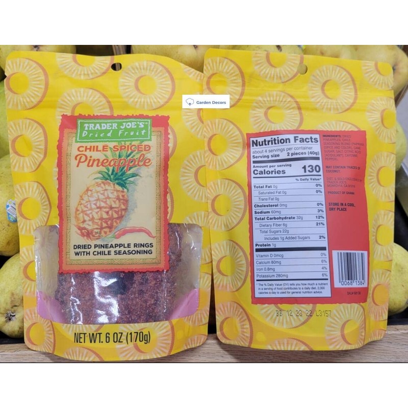 Trader Joe’s Dried Fruit Chile Spiced Pineapple 6oz 170g (Two