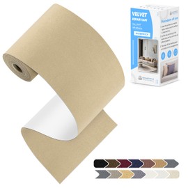 KING MOUNTAIN Couch Fabric Repair Patch, Fabric Patches for Furniture, 4" x 63" Waterproof Velvet Repair Tape for Sofas, Car Seats, Furniture, Upholstery Fabrics and Velvet Goods. （Beige）