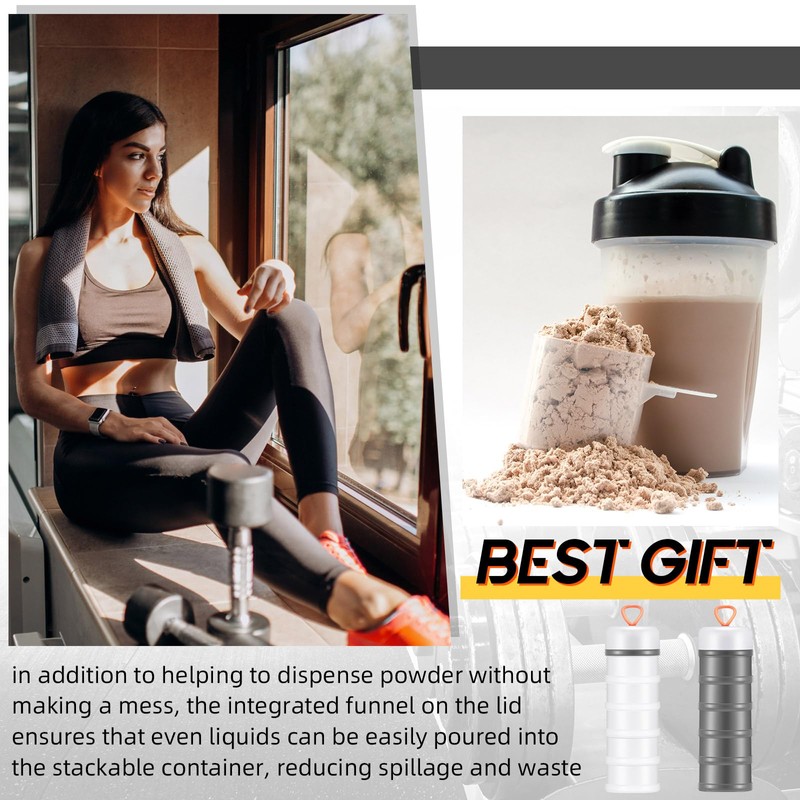 Baderke 4 Pcs Protein Powder Container 5 Layers Stackable Leakproof