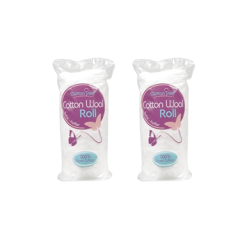 2X 80g Cotton Tree 100% Pure Cotton, Super Soft Roll,