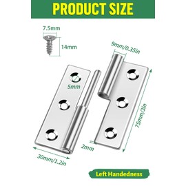 2 Pcs Lift Off Hinges 3 Inch, Bolatus Small Slip Joint Flag Hinges Detachable Hinges 304 Stainless Steel Door Hinges Left Handedness