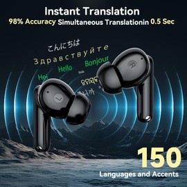 Language Translator Earbuds, Two Way Real-time Translation in 138 Languages, Active Noise Cancellation, APP Provide Online Instant Voice Translation for Travel Business and Learning