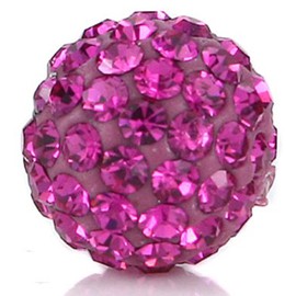RUBYCA Pave Czech Crystal Disco Ball Clay Beads fit Shamballa Jewelry (100pcs, 12mm, Fuchsia Pink)