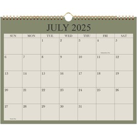 Calendar 2025-2026, Wall Calendar 2025-2026 from July 2025 - December 2026, 18 Months Calendar with Premium Paper, Twin-Wire Binding & Hanging Hook, 8.5" x 11", Green