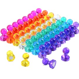 60Pcs Push Pin Magnets, Small Strong Refrigerator Magnets for Whiteboard, Funny Cute Decorative Fridge Magnet, for Locker School Classroom Calendar Kitchen Office Dry Erase Board Map Magnetic Push Pin